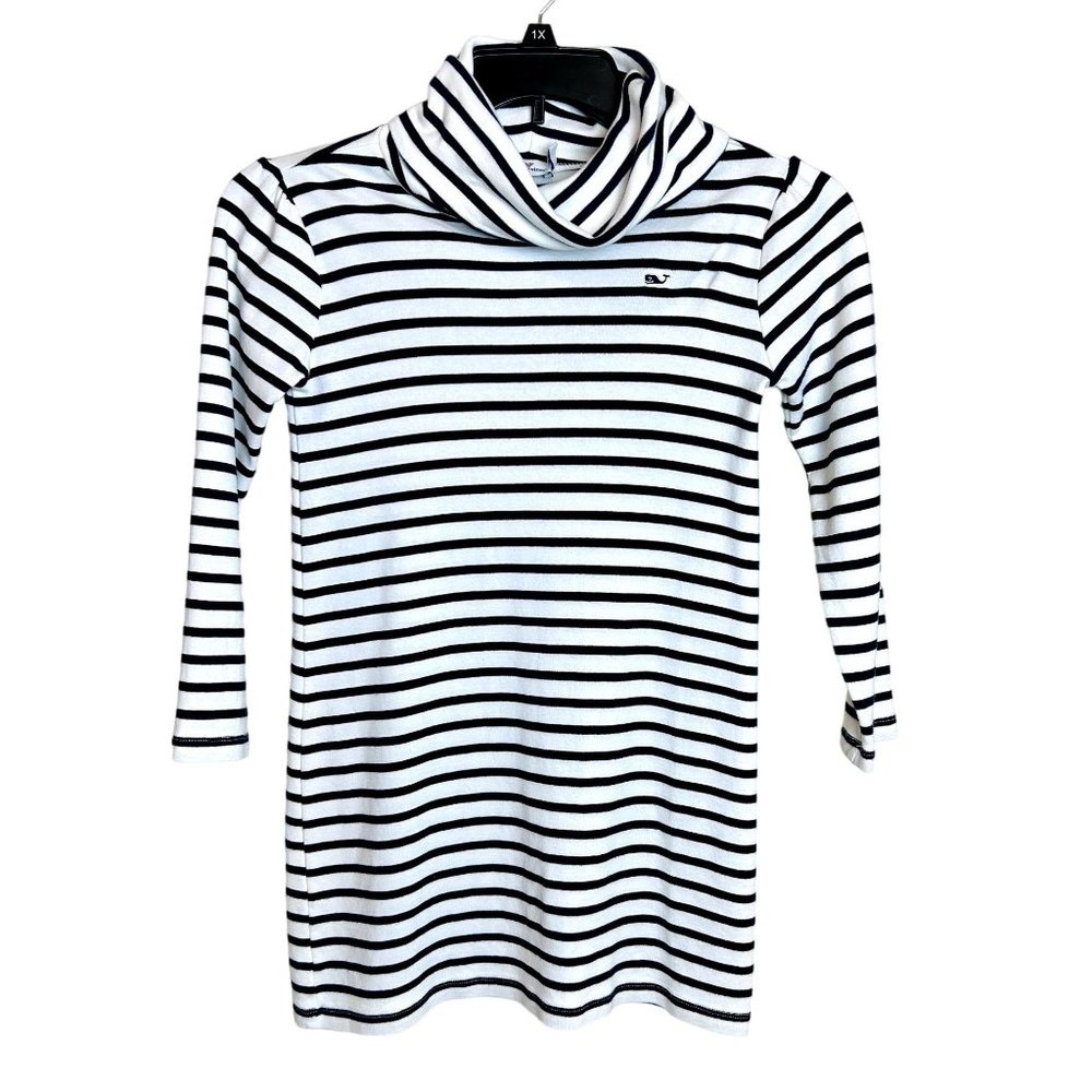 Vineyard Vines Navy Blue Striped Long Sleeve Dress Girls Size 10-12